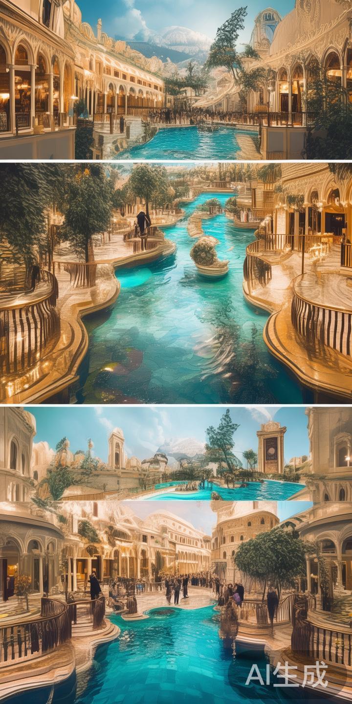 澳门威尼斯太阳城的购物区设计融合了威尼斯风情元素，